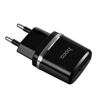 Hoco. C12 Ladegerät Adapter schwarz Dual Lightning Kabel Set Netzteil Daten Dual 2400mAh Fast