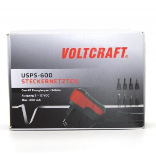 VOLTCRAFT USPS-600 Steckernetzteil, einstellbar 3 VDC, 4.5 VDC, 5 VDC, 6 VDC