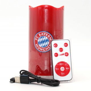 FC BAYERN MÜNCHEN LED-Echtwachskerze - Mit rotierender FC Bayern-Logo-Projektion