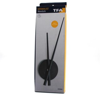 TFA Dostmann Wanduhr minimalistisch, Uhrwerk zum selber bauen, 9,6 x 3,3 x 31 cm, schwarz, 60.3036.01