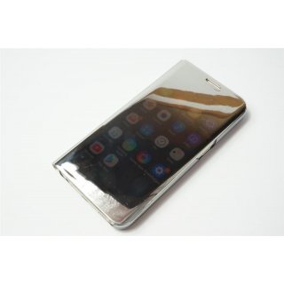 Handyhülle für Samsung Galaxy S6 Clear View Standing Silber Cover Schutzhülle
