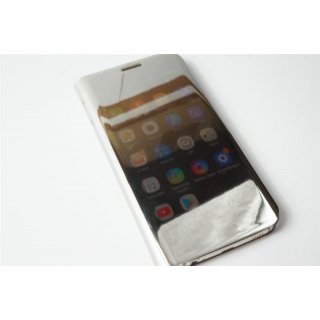 Handyhülle für Samsung Galaxy S6 Clear View Standing Silber Cover Schutzhülle